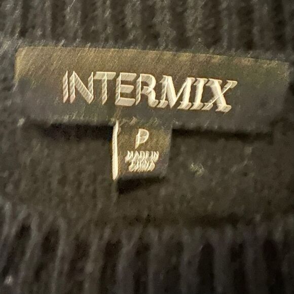 Intermix Bowie  Stripe Cropped Knit Top Women's Black Sweater with White Stripes - Picture 9 of 10